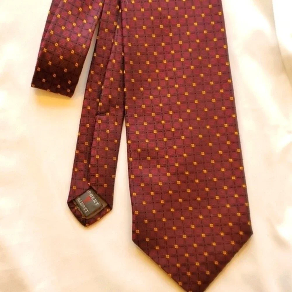 ROBERT TALBOTT SILK TIE MAROON BLACK GOLD 4
